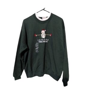 Top Stitch XL embroidered vintage grandma sweatshirt double collar hunter green